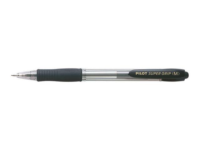 Bläckkulpenna PILOT Super Grip Svart, medium, 1.0mm, 12st