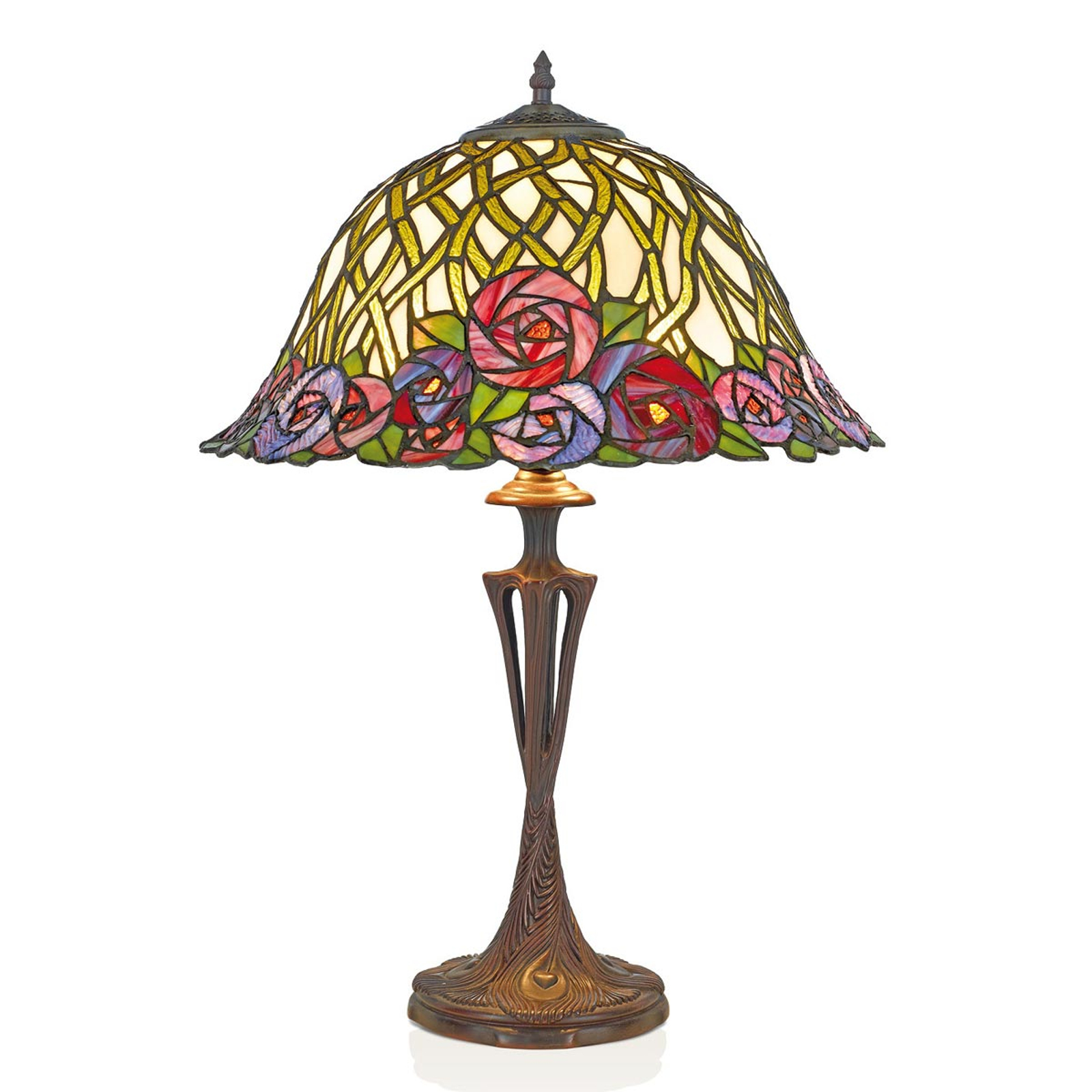 Blommigt dekorerade bordslampan Melika