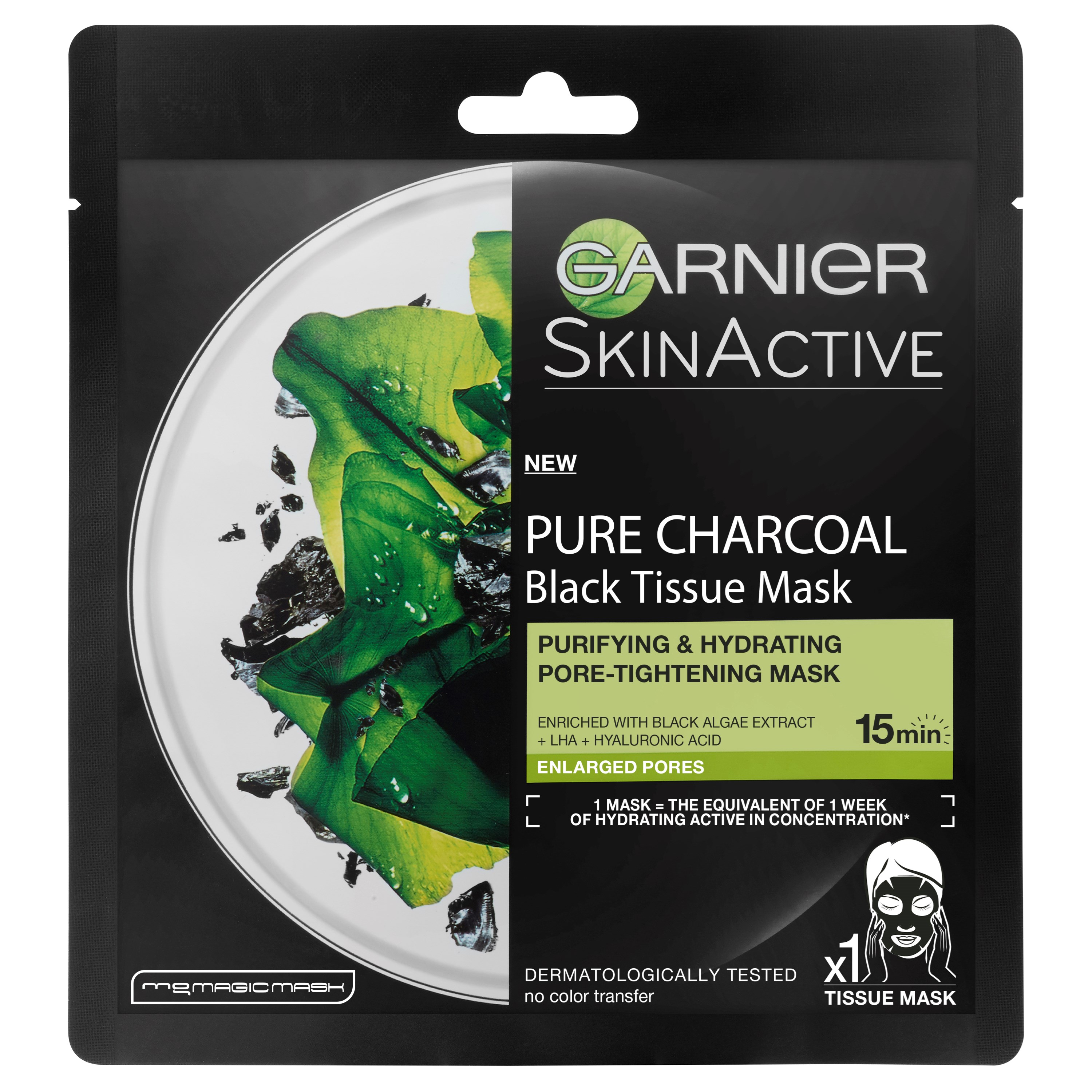 Garnier Skin Active Black Charcoal Tissue Mask Black Algae Pore Tighte