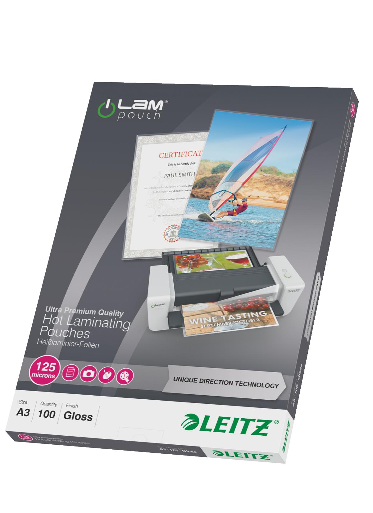 Laminat Leitz A3 UDT Klar, 125 mic, 100/fp