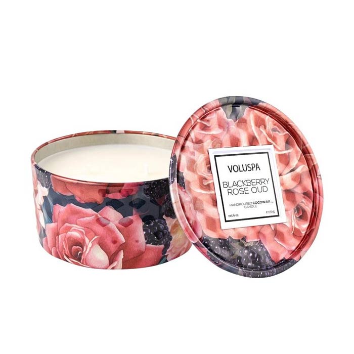 Voluspa Blackberry Rose Oud Embossed Mini Tin 170g