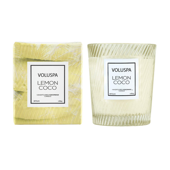 Voluspa Macaron Boxed Textured Glass Candle Lemon Coco 184g