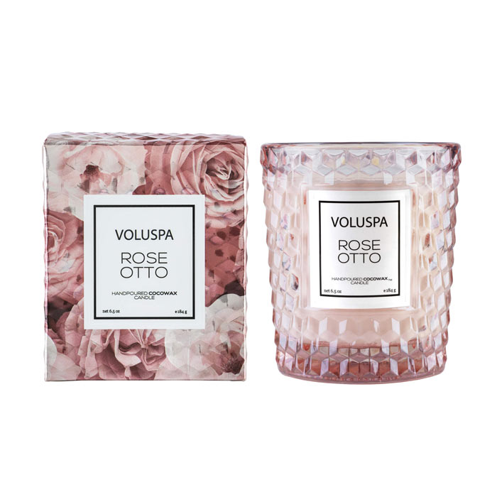 Voluspa Roses Boxed Textured Glass Candle Rose Otto 184g